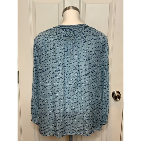 Joie Blue Speckled Silk Tie-Neck Top, Size S - Picture 6 of 9